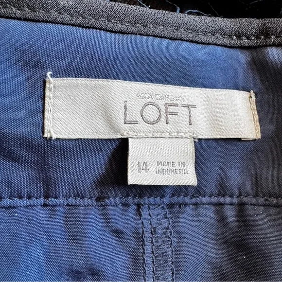 Loft Geo Circuit Lace Pockets Skirt Blue Black Metallic Silver Size 14 - Picture 4 of 6